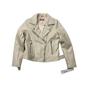 Aqua Girl Autumn Pu Faux Leather Motorcycle Zipper Jacket Girl's Size L